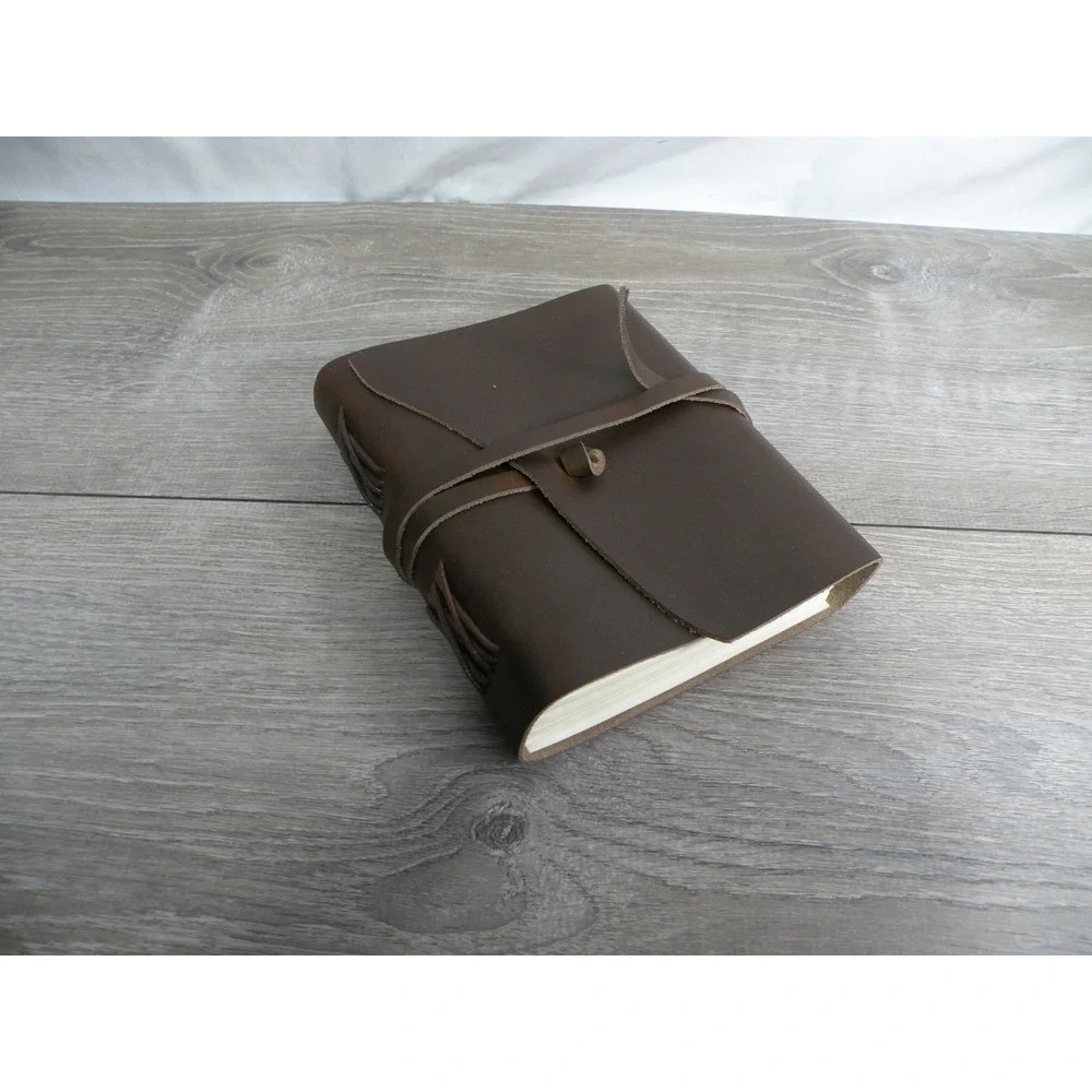 Ricco Bello Leather Journal Notebook Diary Rustic Vintage Style Brown Strap Wrap